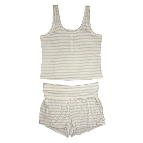 Old Navy Women’s XL Pajama Set Tank & Fold Over Shorts Striped - Picture 1 of 9
